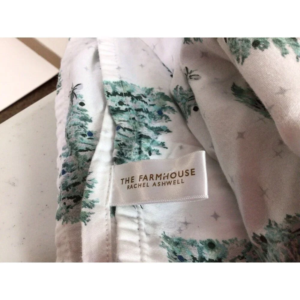 The Farmhouse Rachel Ashwell Double Sheet Set Green Pine Trees